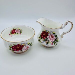 Antique Paragon Fine Bone China Wedding Floral Creamer and Sugar Bowl Set